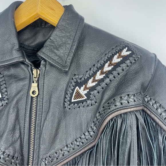 Unik Premium Leather Fringe Colorado Motorcycle Biker Jacket Coat Women’s Small - Picture 3 of 11